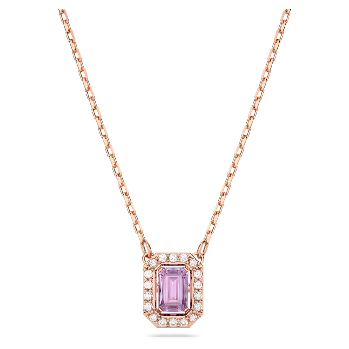 

Una necklace, Octagon cut, Purple, Rose gold-tone plated