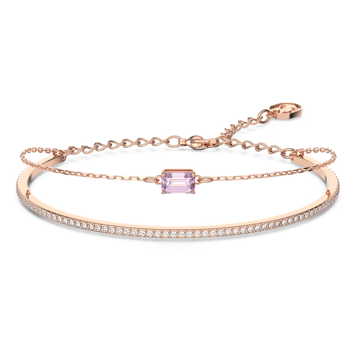 

Una bangle, Octagon cut, Pink, Rose gold-tone plated
