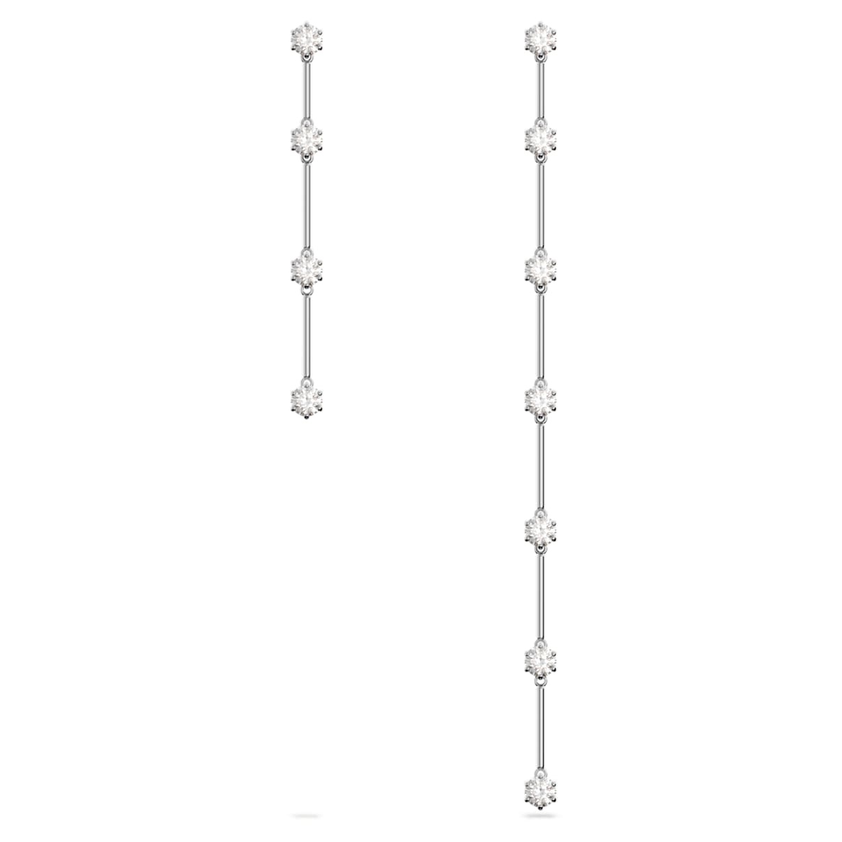 Swarovski Constella drop earrings, Asymmetrical design, Round cut, White, R