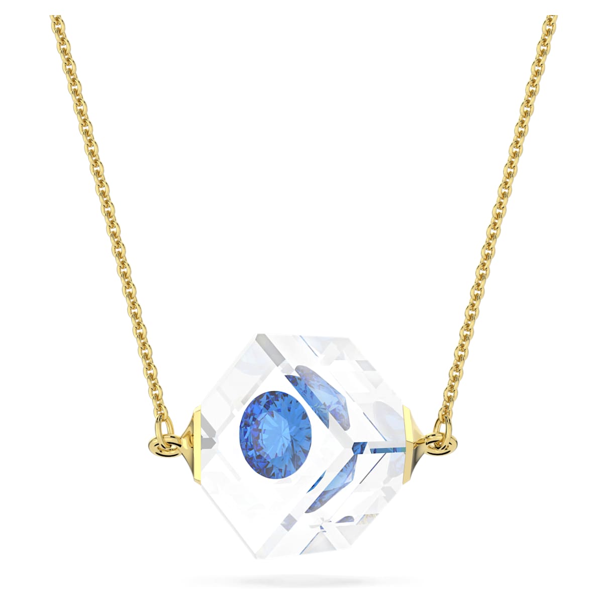 

Curiosa necklace, Floating chaton, Blue, Gold-tone plated