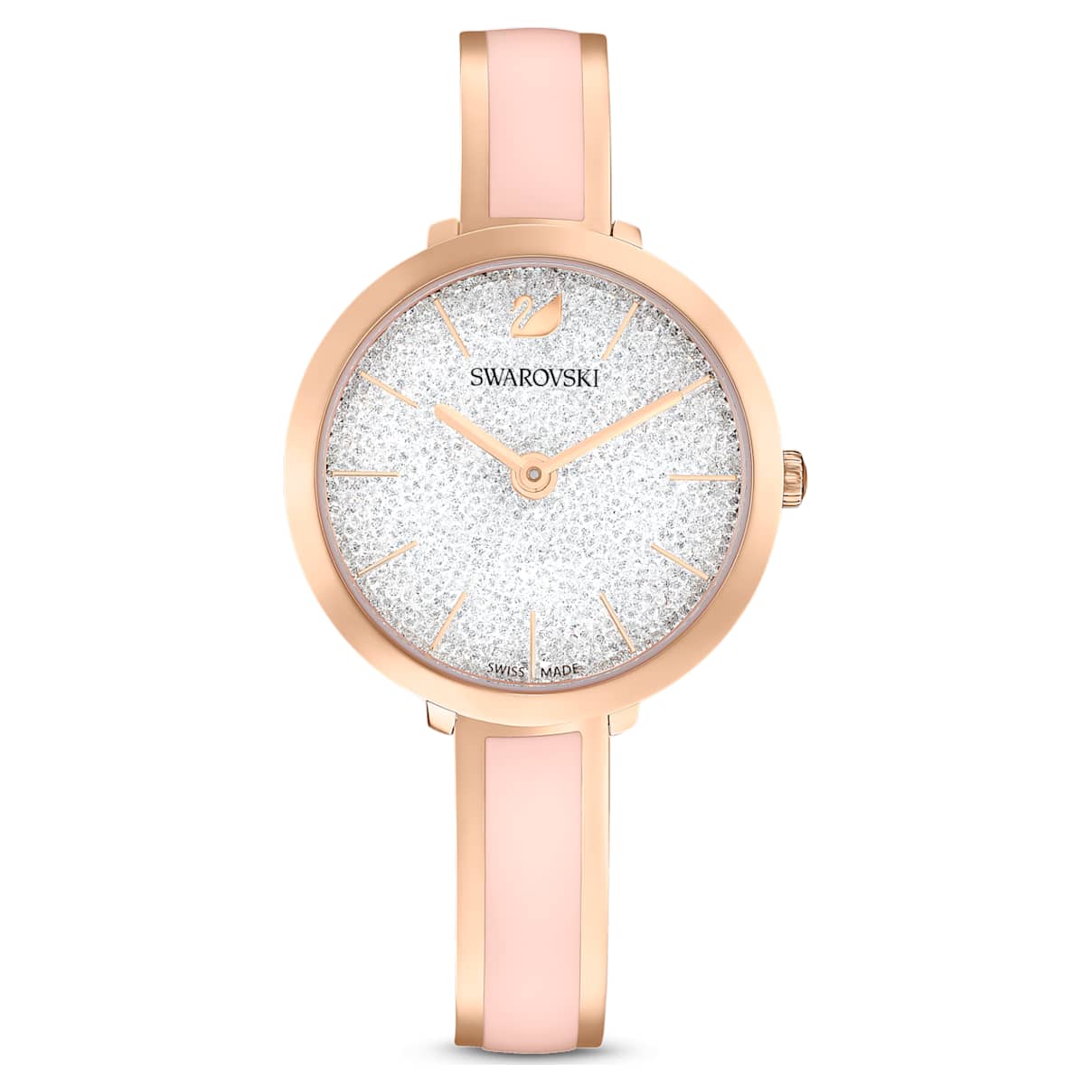 Orologio Crystalline Delight, Fabbricato in Svizzera, Bracciale di metallo, Rosa, Finitura in tono oro rosa