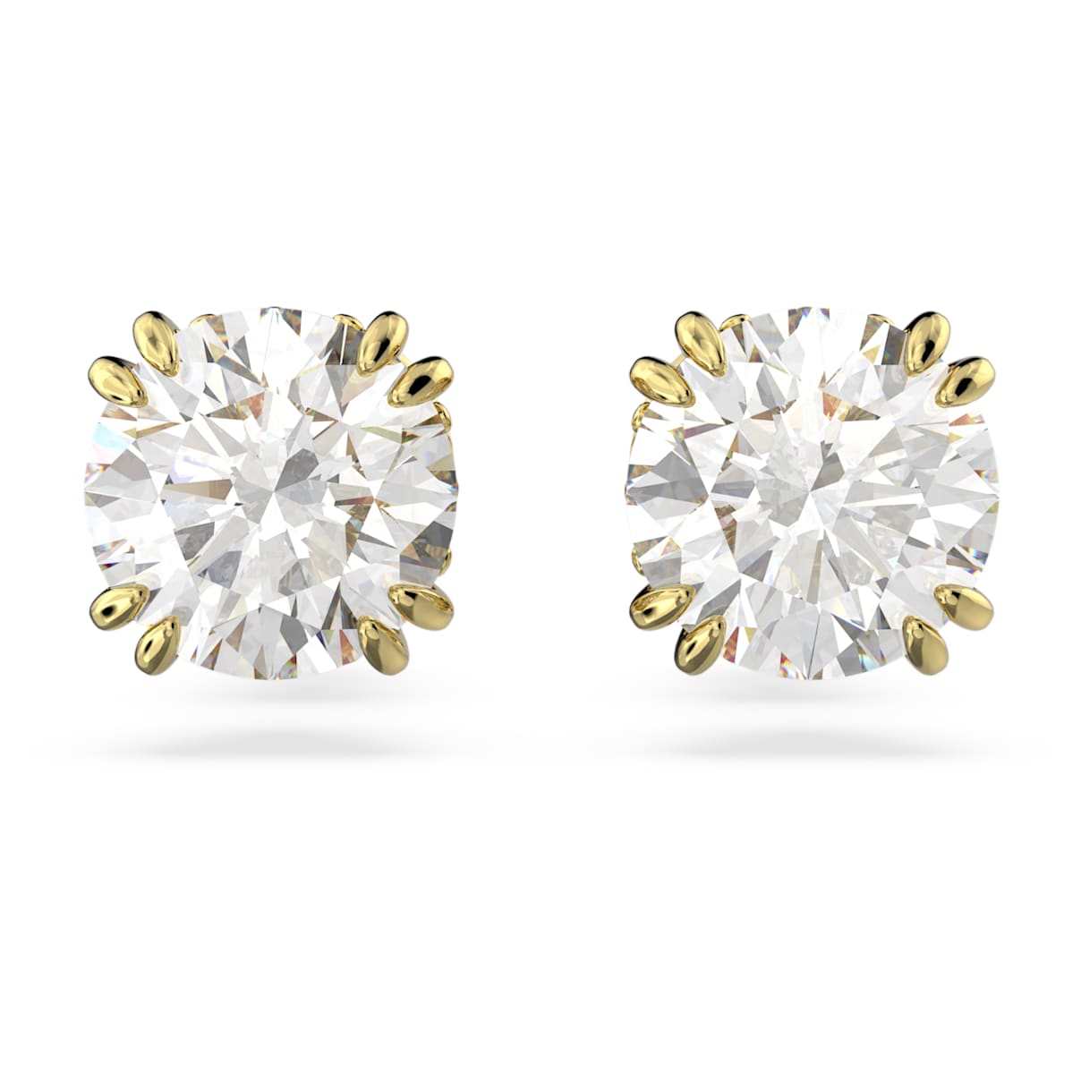 

Constella stud earrings, Round cut, White, Gold-tone plated
