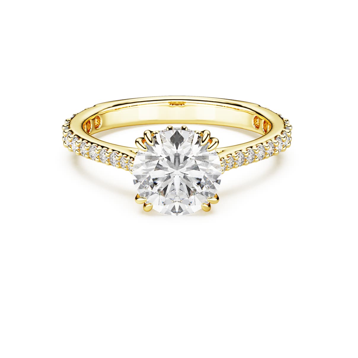

Stilla cocktail ring, Round cut, Pavé, White, Gold-tone plated