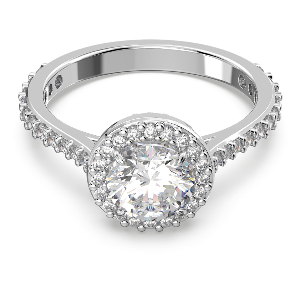 

Una Angelic cocktail ring, Round cut, Pavé, White, Rhodium plated