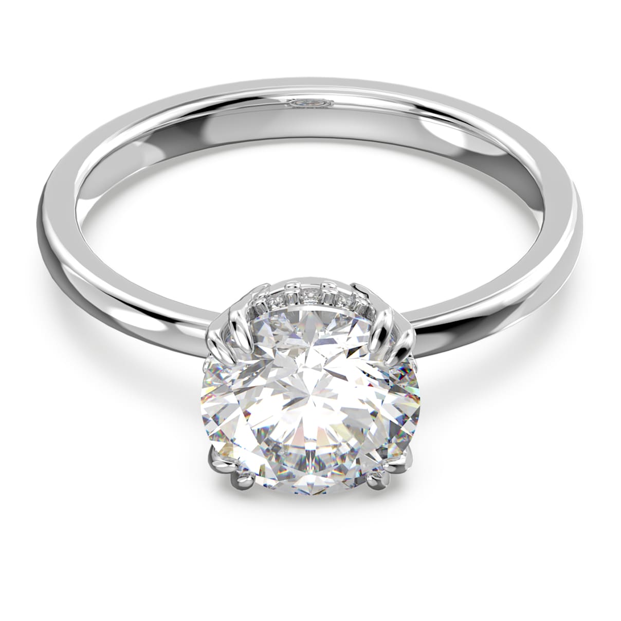 

Stilla cocktail ring, Round cut, White, Rhodium plated