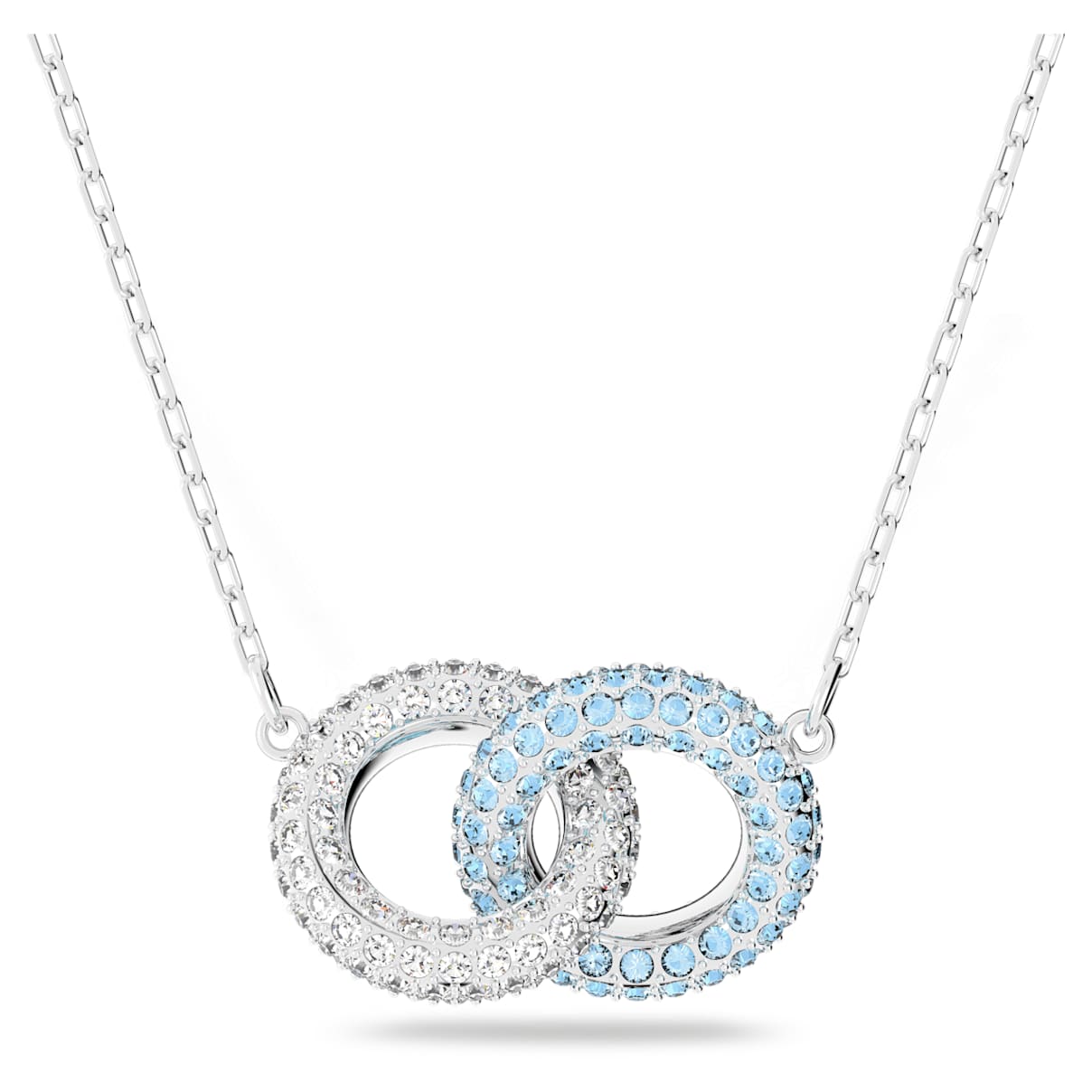 

Dextera necklace, Pavé, Intertwined circles, Blue, Rhodium plated
