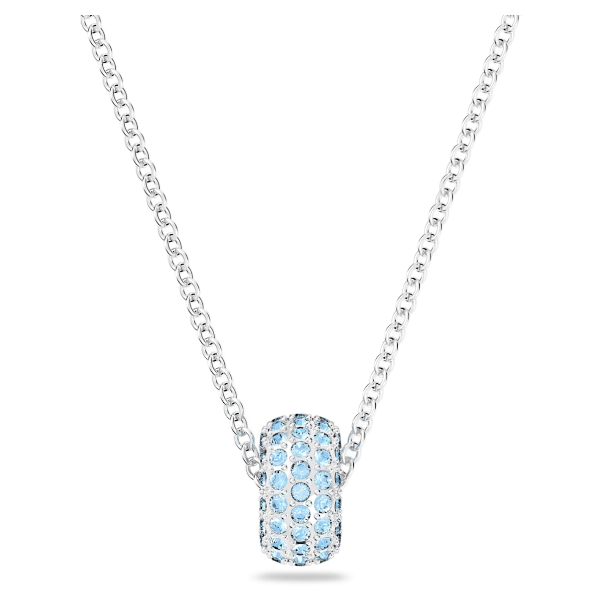 Dextera pendant, Blue, Rhodium plated