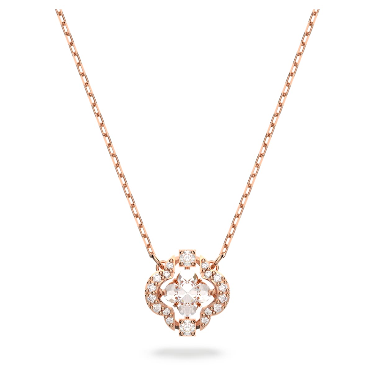 Swarovski Una Necklace  Clover  White  18K Rose Gold Finish