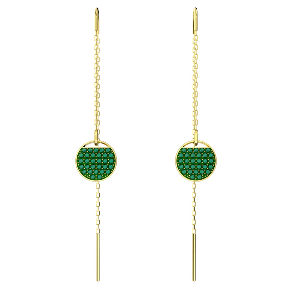 

Sublima drop earrings, Long, Green, Gold-tone plated