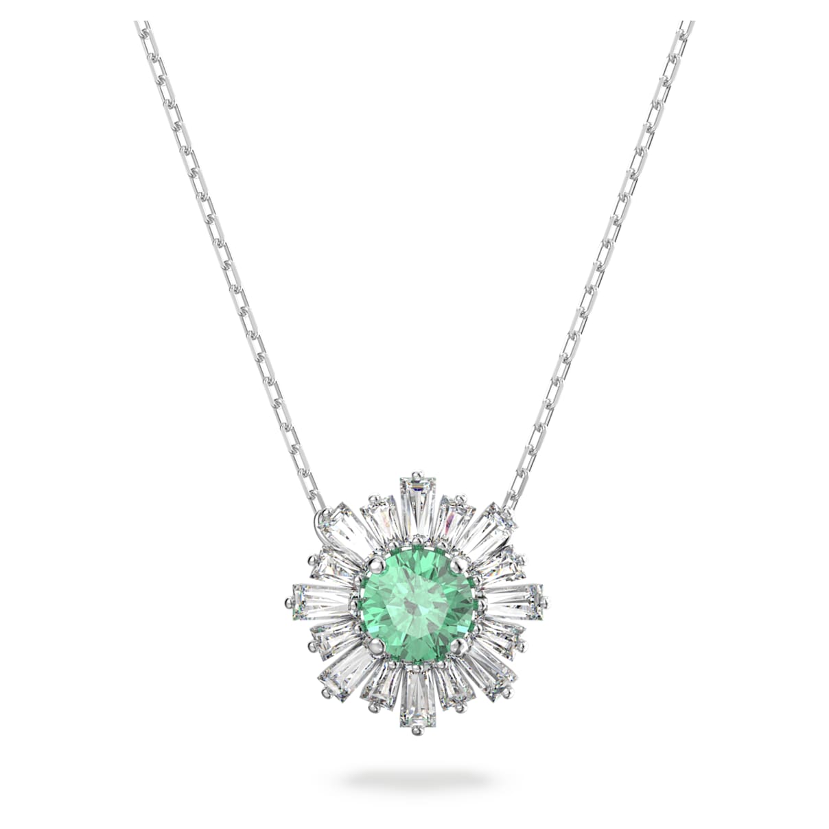 

Idyllia pendant, Mixed cuts, Sun, Green, Rhodium plated