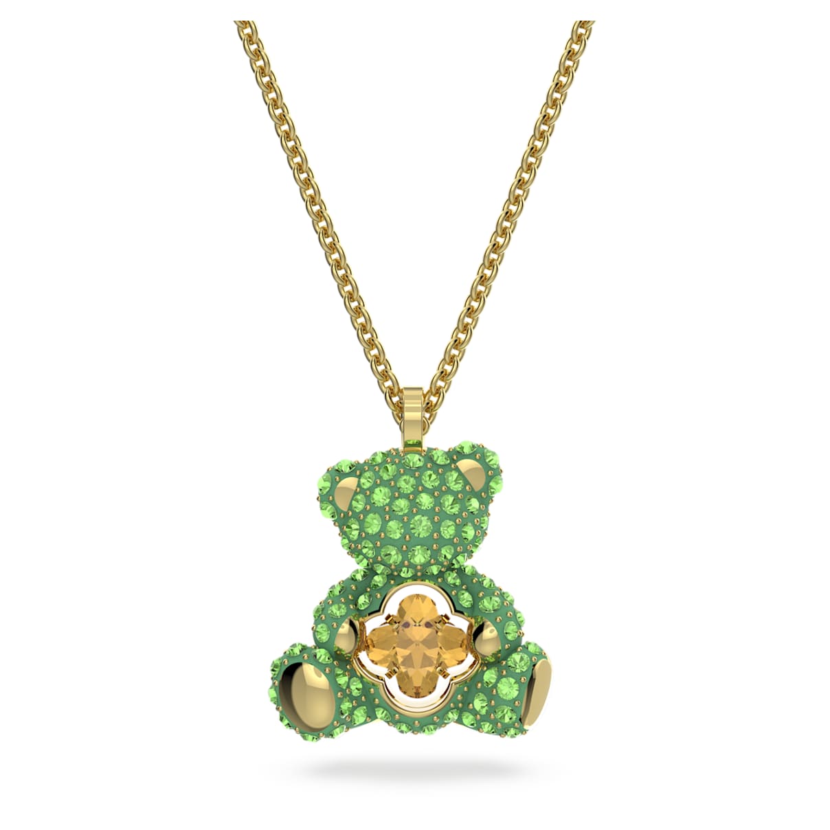 

Teddy pendant, Bear, Green, Gold-tone plated