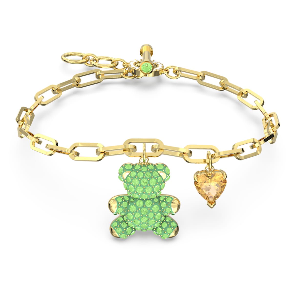 

Teddy bracelet, Bear, Green, Gold-tone plated