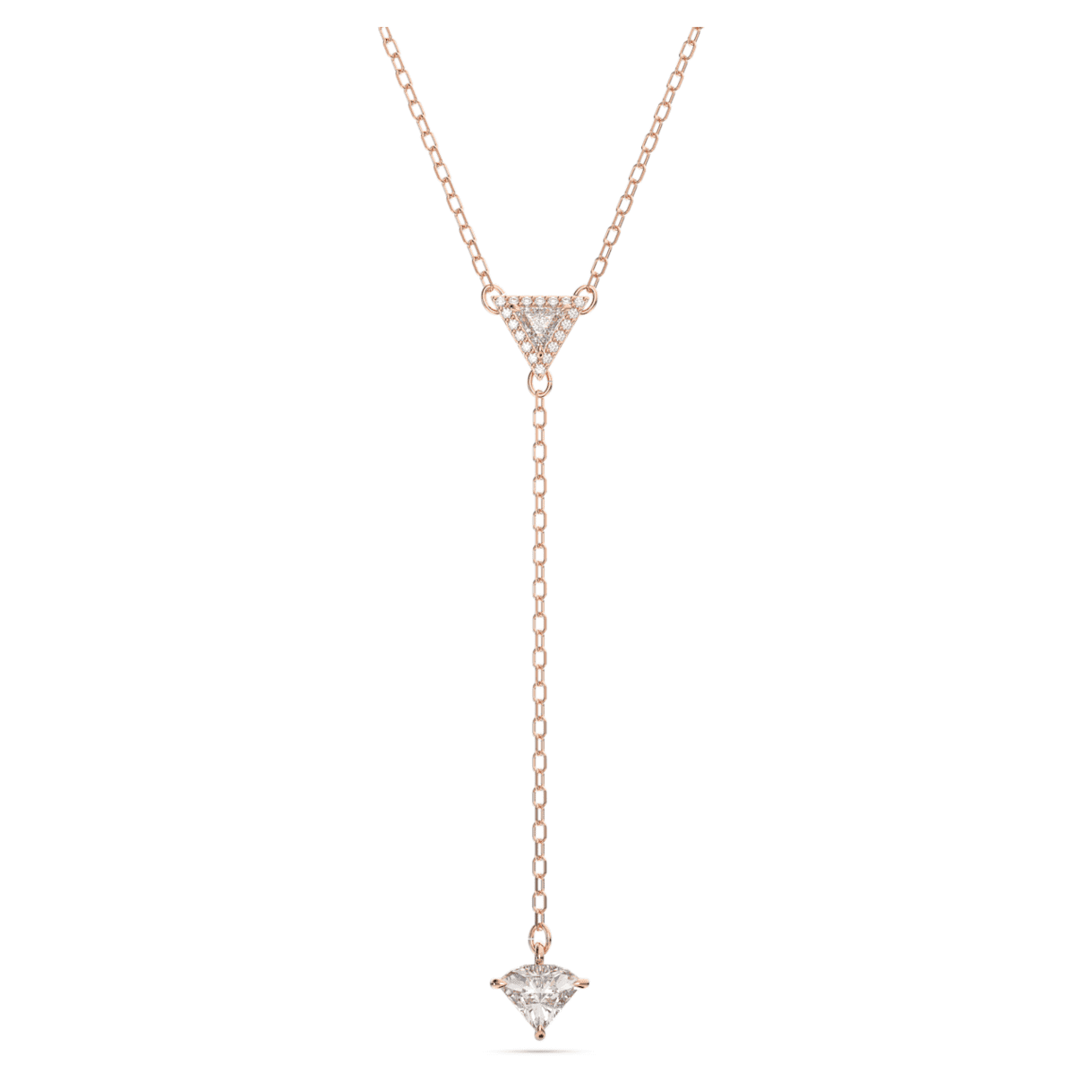 

Stilla Y necklace, Triangle cut, White, Rose gold-tone plated