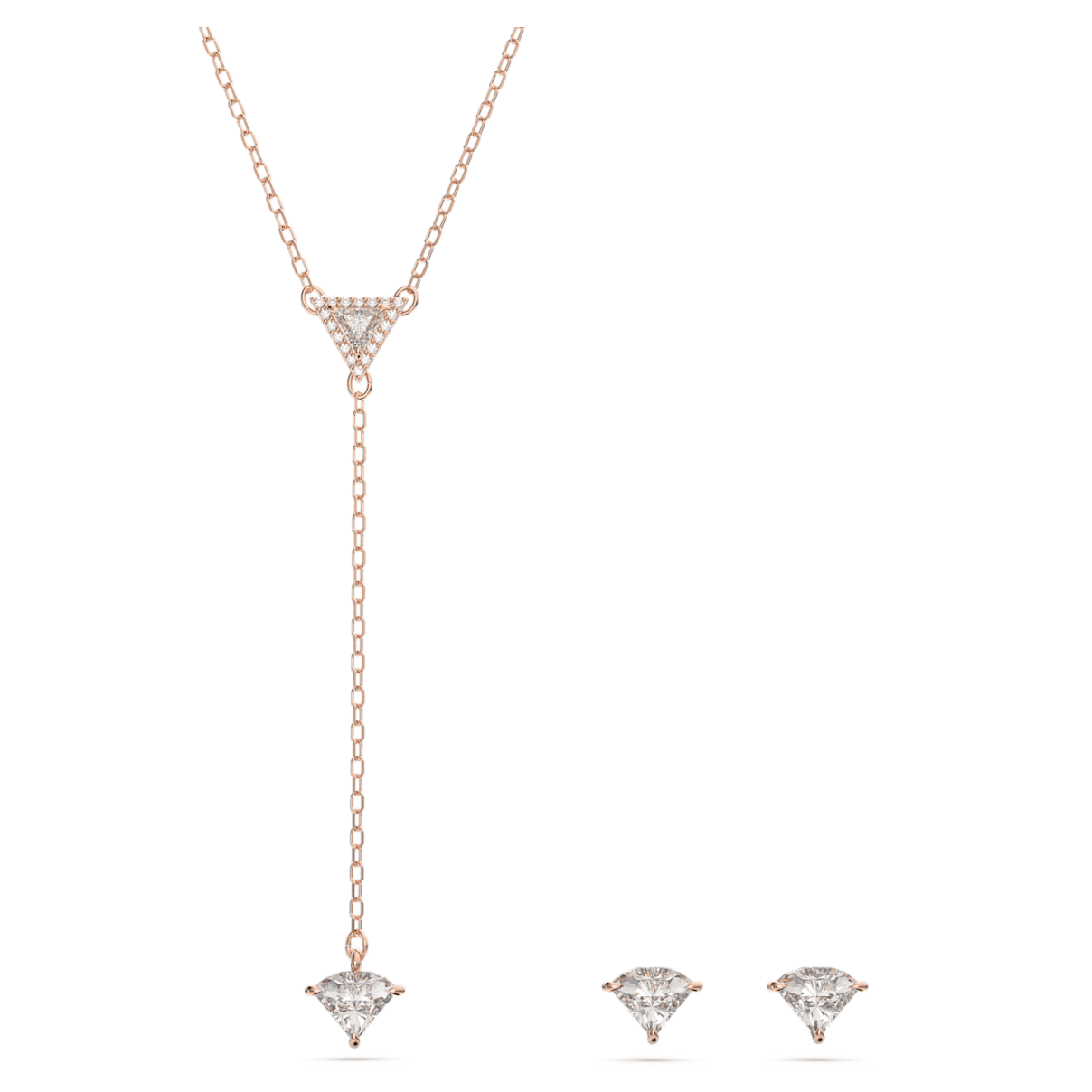 

Ortyx set, Triangle cut, White, Rose gold-tone plated