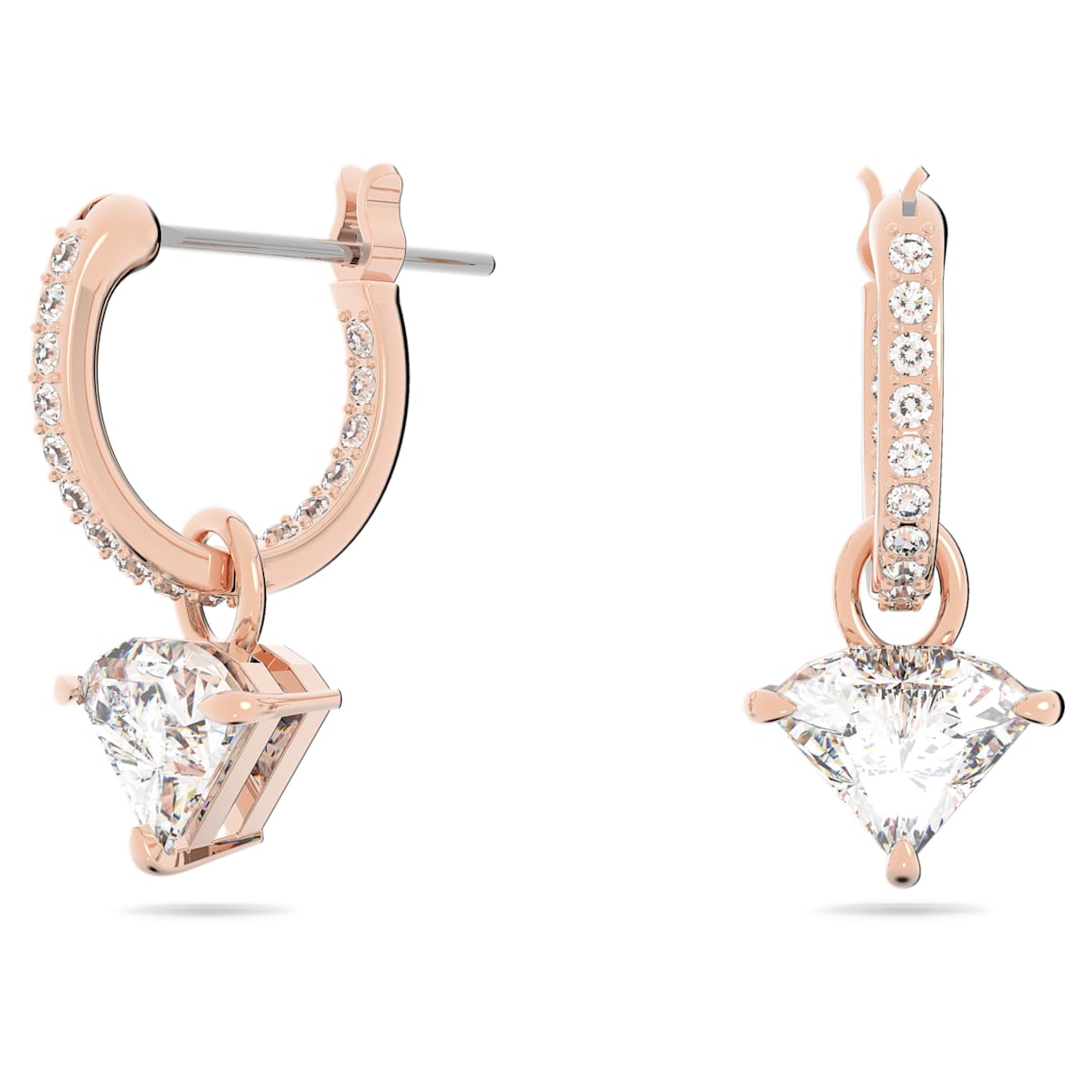 

Stilla drop earrings, Triangle cut, White, Rose gold-tone plated
