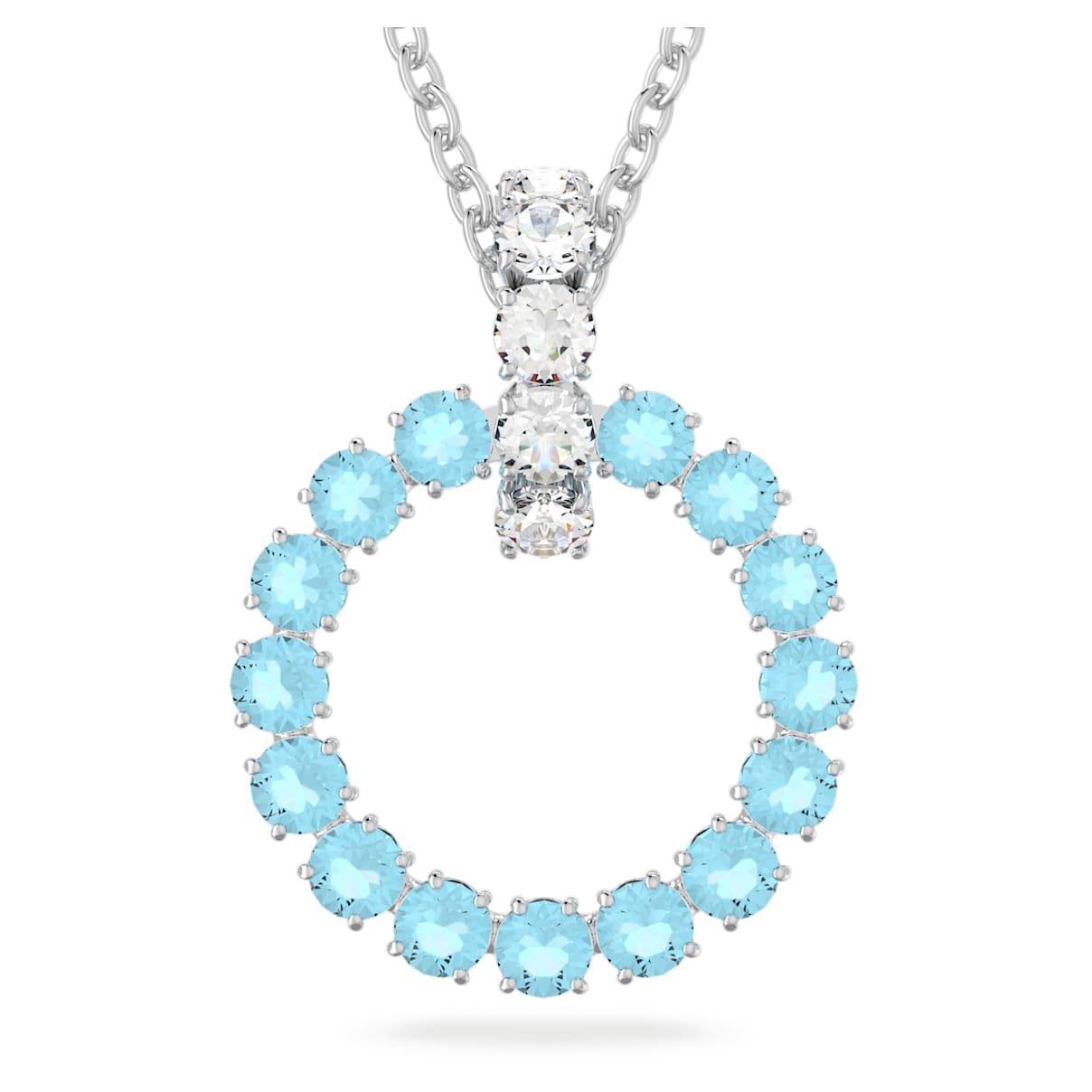 

Exalta pendant, Round cut, Blue, Rhodium plated