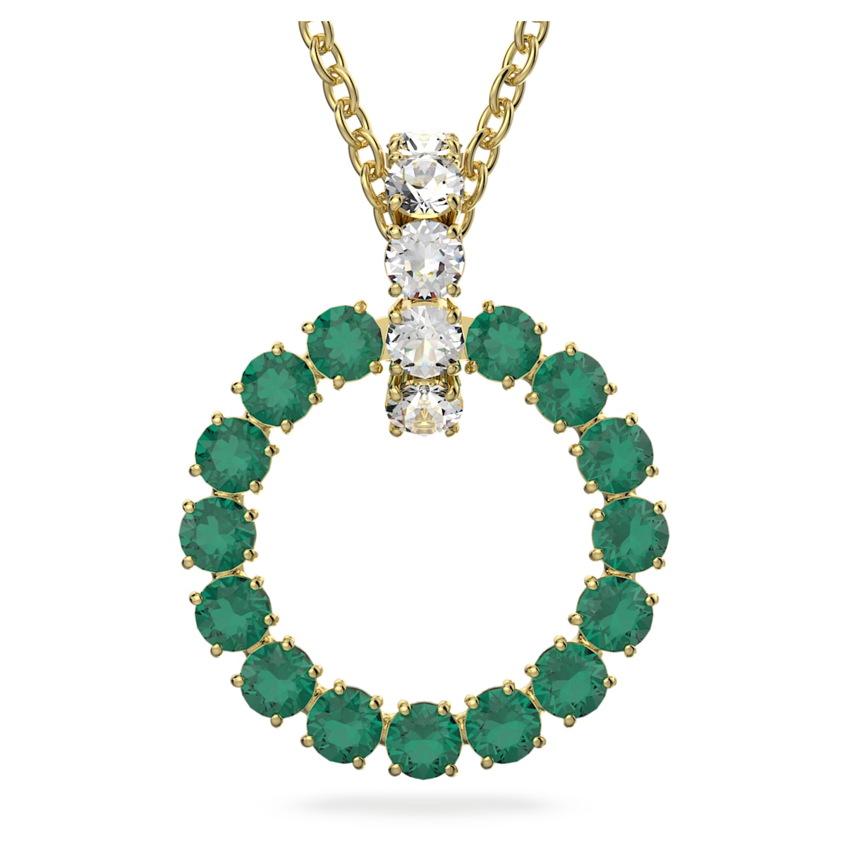 

Swarovski Exalta pendant, Round cut, Green, Gold-tone plated