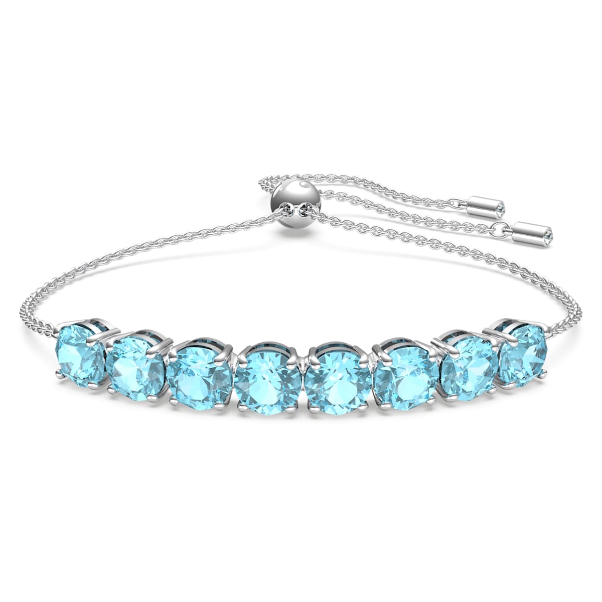 

Swarovski Pulsera Exalta, Talla redonda, Azul, Baño de rodio