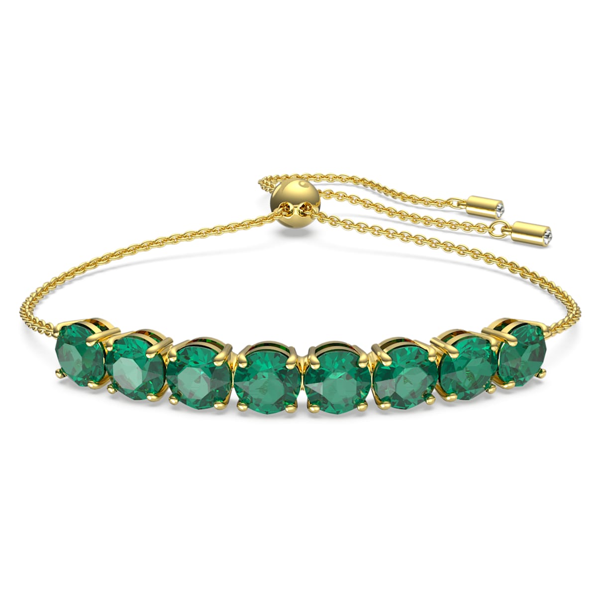

Swarovski Exalta bracelet, Round cut, Green, Gold-tone plated