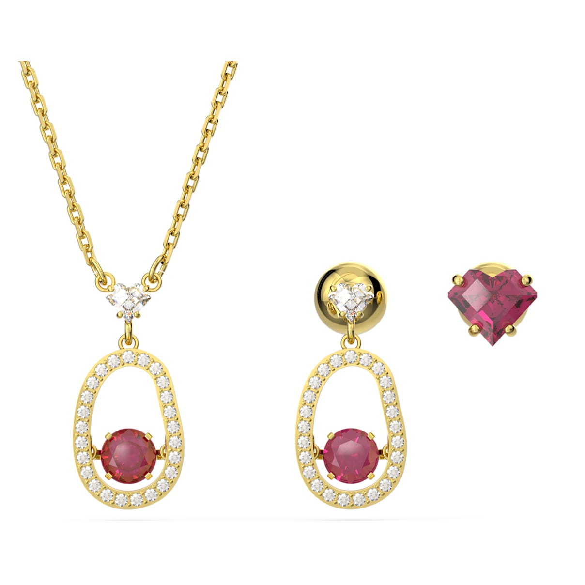 

Swarovski Conjunto Cariti, Judía roja, Rojo, Baño tono oro