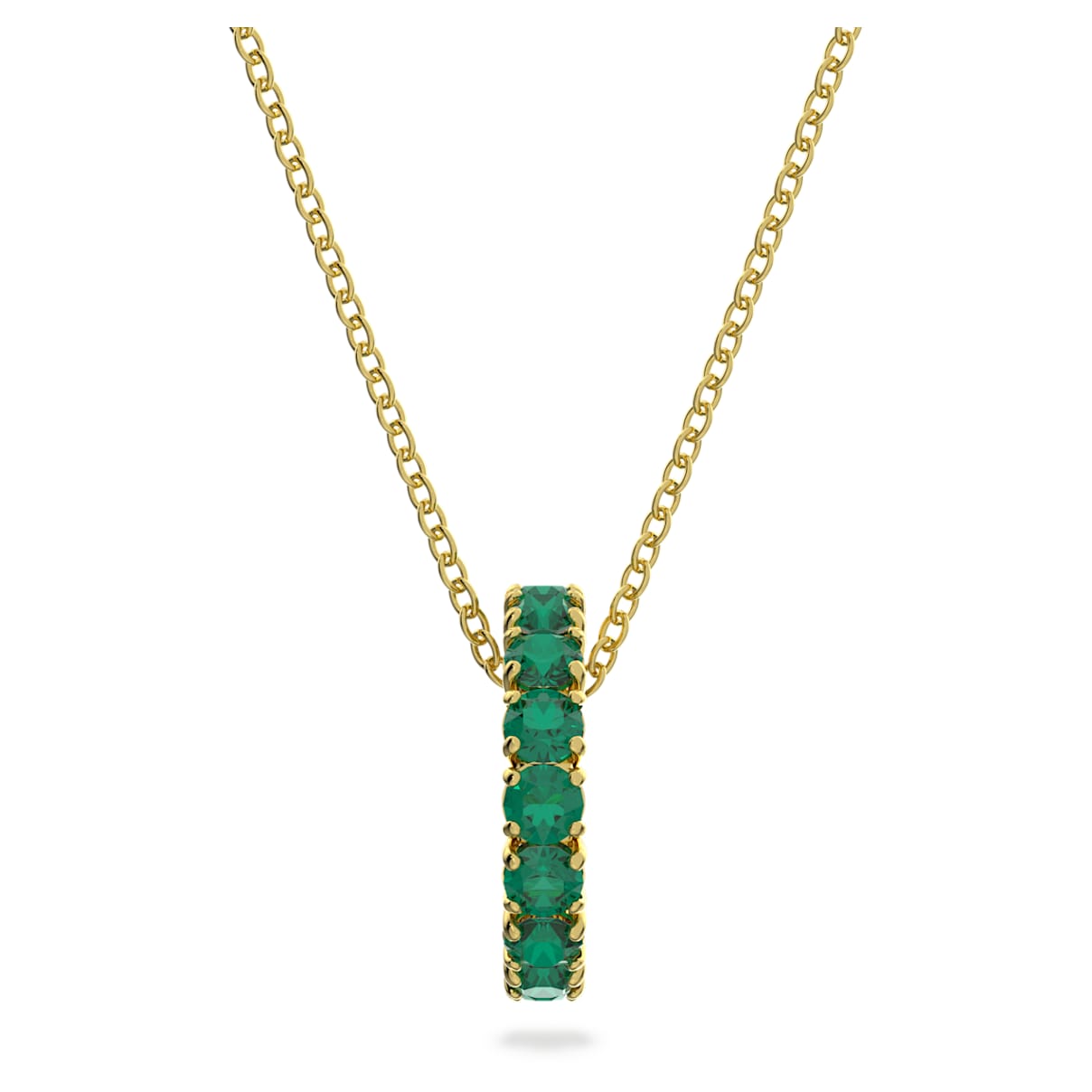 Exalta pendant, Round cut, Green, Gold-tone plated