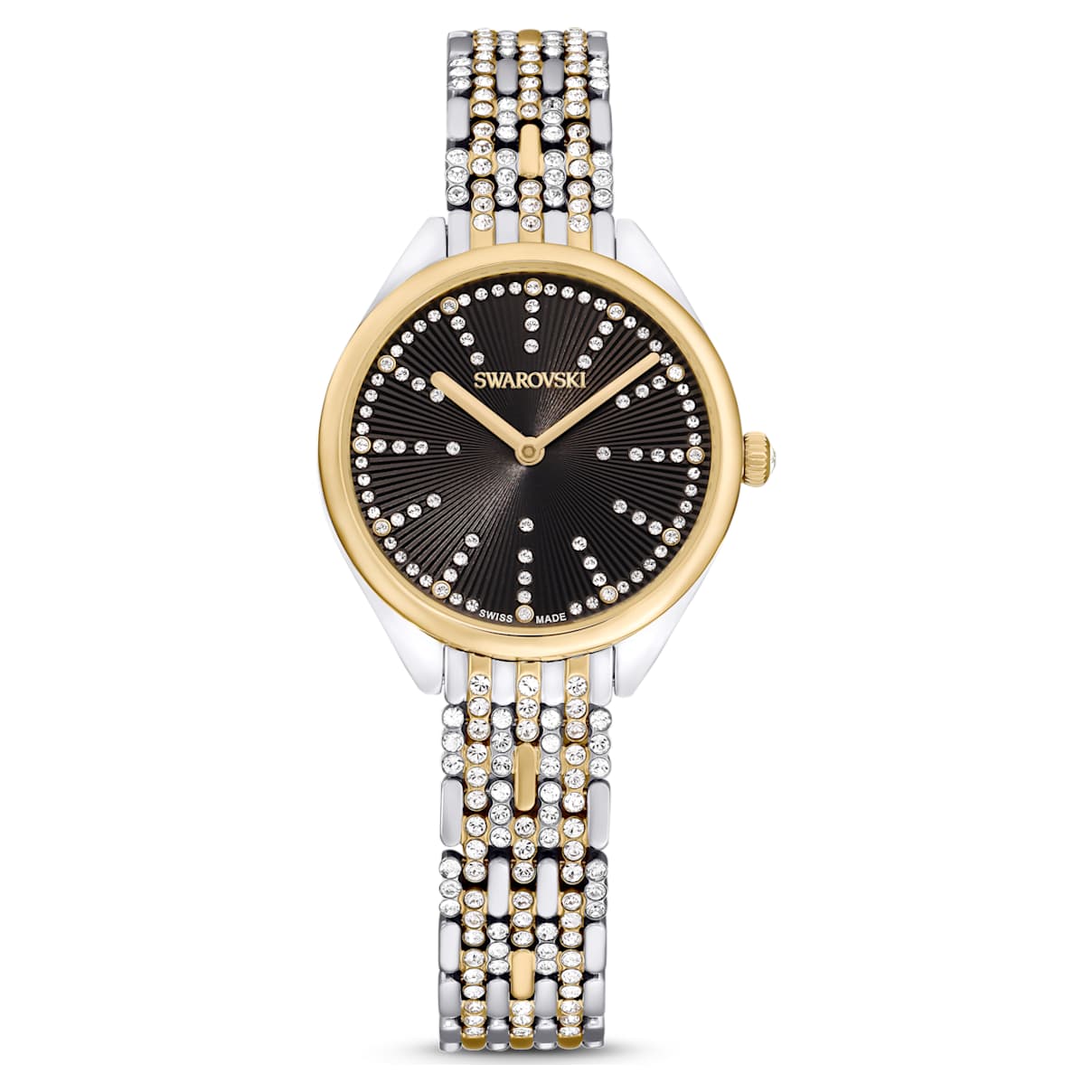 

Attract watch, Swiss Made, Pavé, Metal bracelet, Black, Mixed metal finish