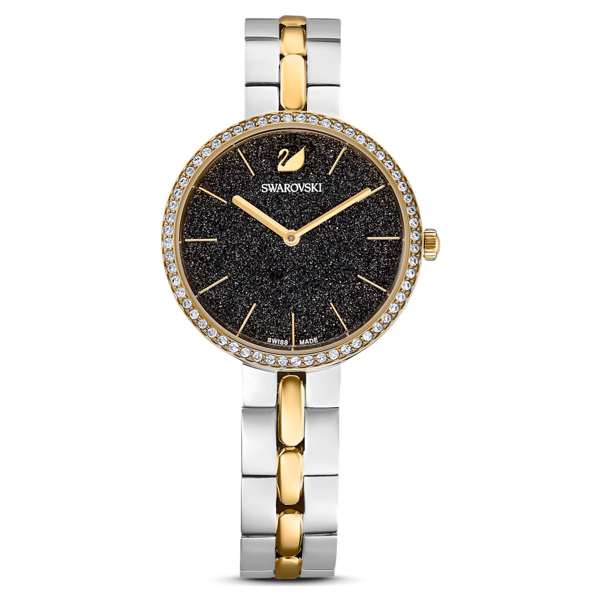 

Reloj Cosmopolitan, Fabricado en Suiza, Brazalete de metal, Negro, Combinación de acabados metálicos