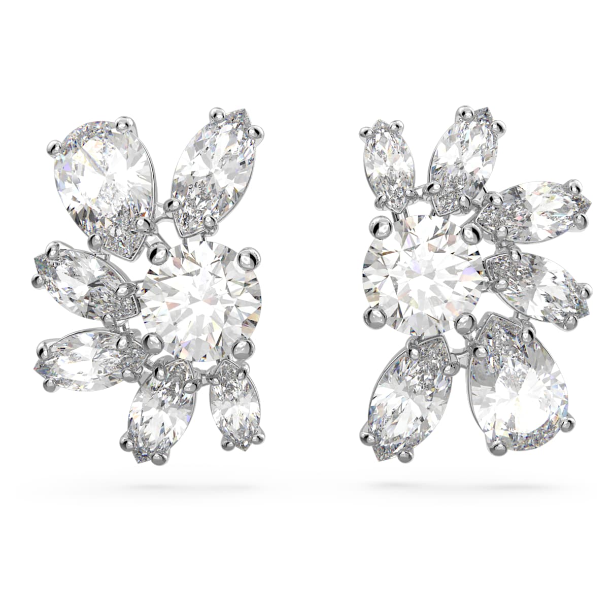 

Gema stud earrings, Mixed cuts, Flower, White, Rhodium plated