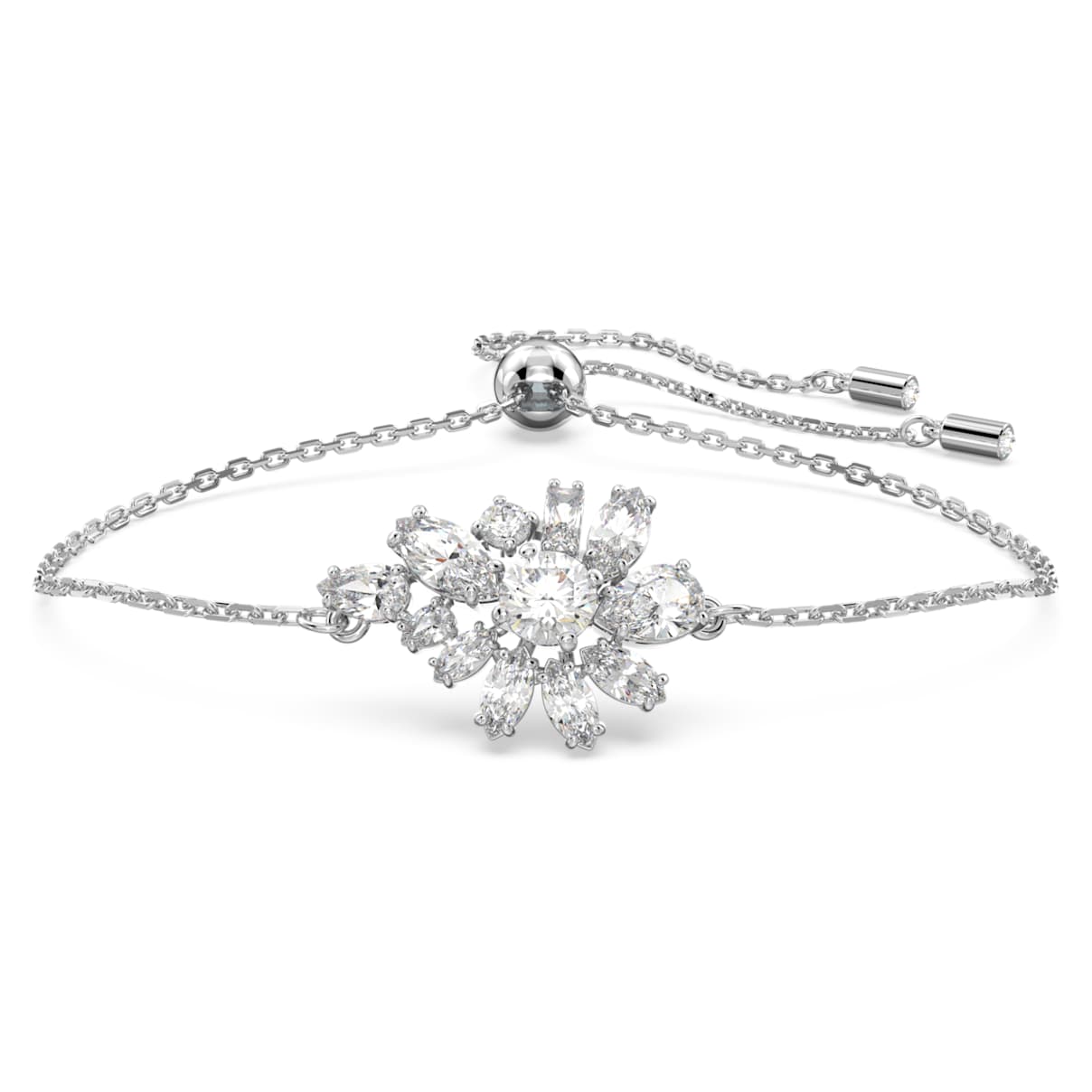 

Gema bracelet, Mixed cuts, Flower, White, Rhodium plated