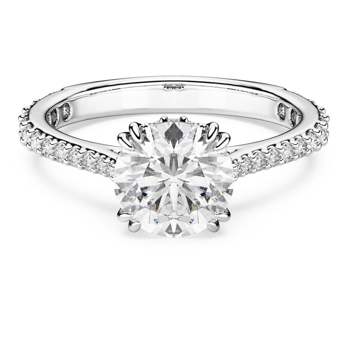 

Bague cocktail Stilla, Taille ronde, Pavé, Blanche, Métal rhodié