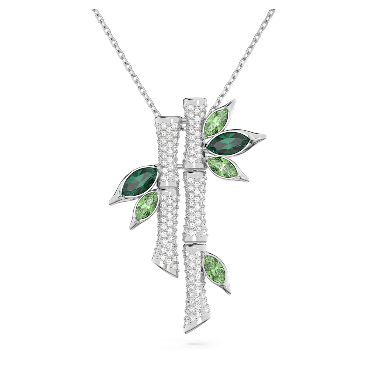 

Dellium necklace, Bamboo, Green, Rhodium plated