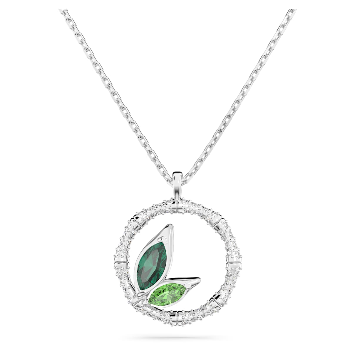 

Dellium necklace, Round shape, Bamboo, Green, Rhodium plated