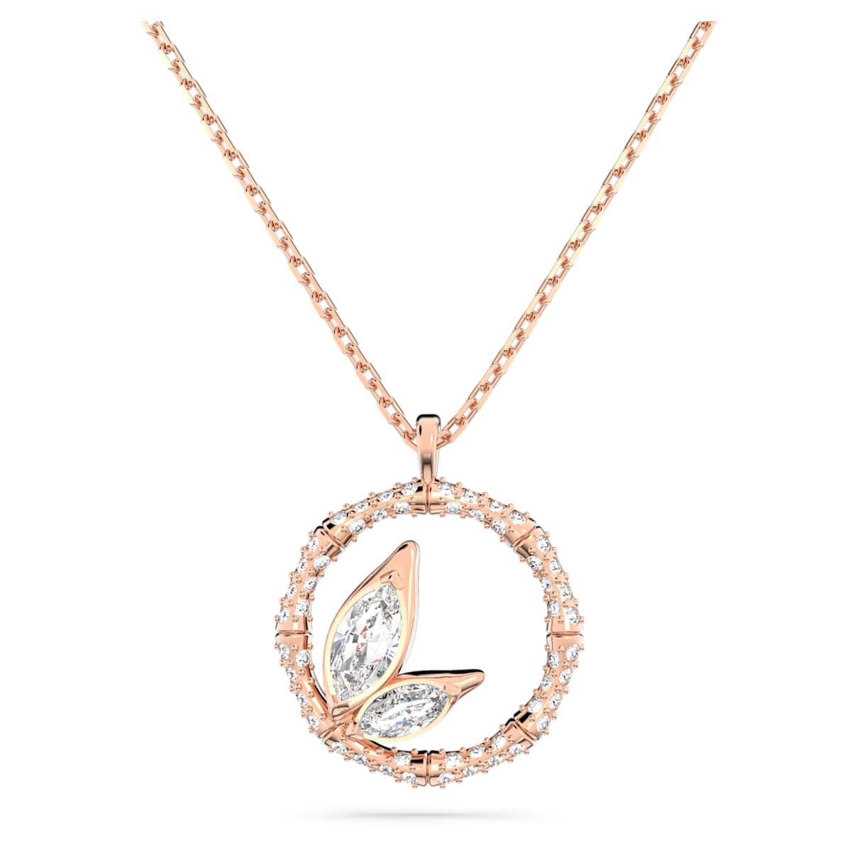 

Dellium necklace, Round shape, Bamboo, White, Rose gold-tone plated