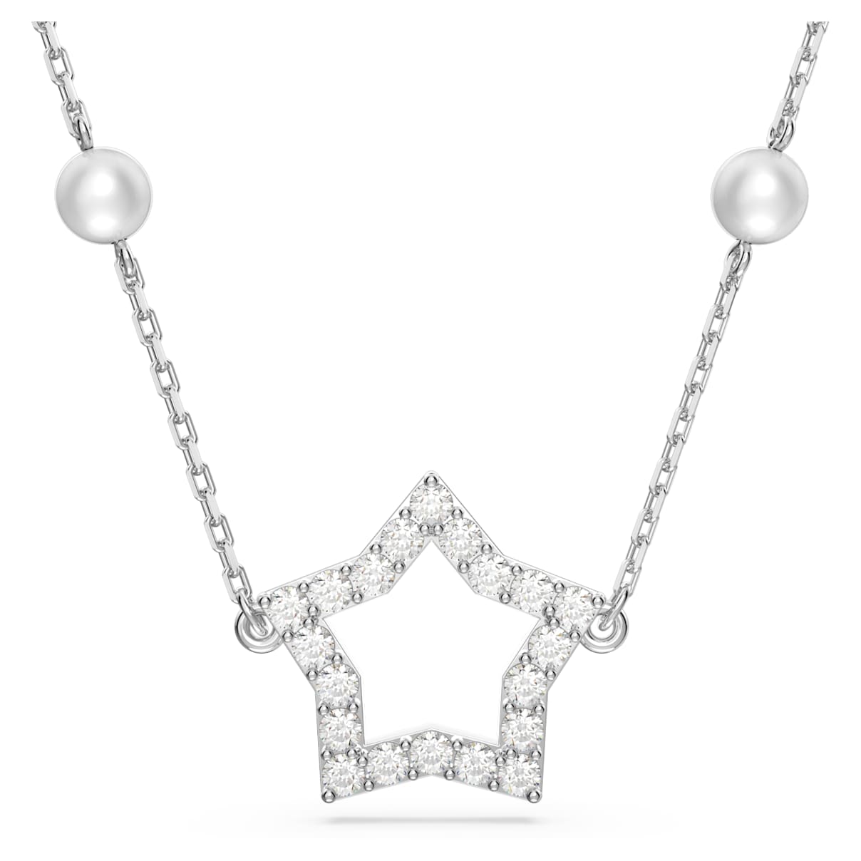 

Collar Stella, Estrella, Blanco, Baño de rodio