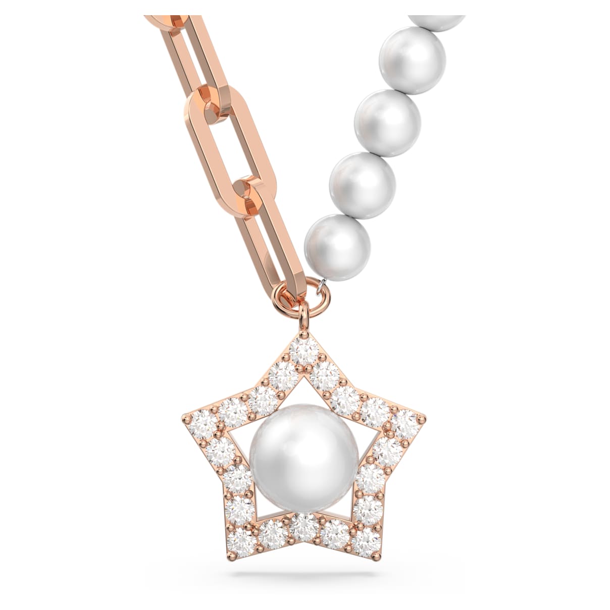 

Stella necklace, Star, White, Rose gold-tone plated