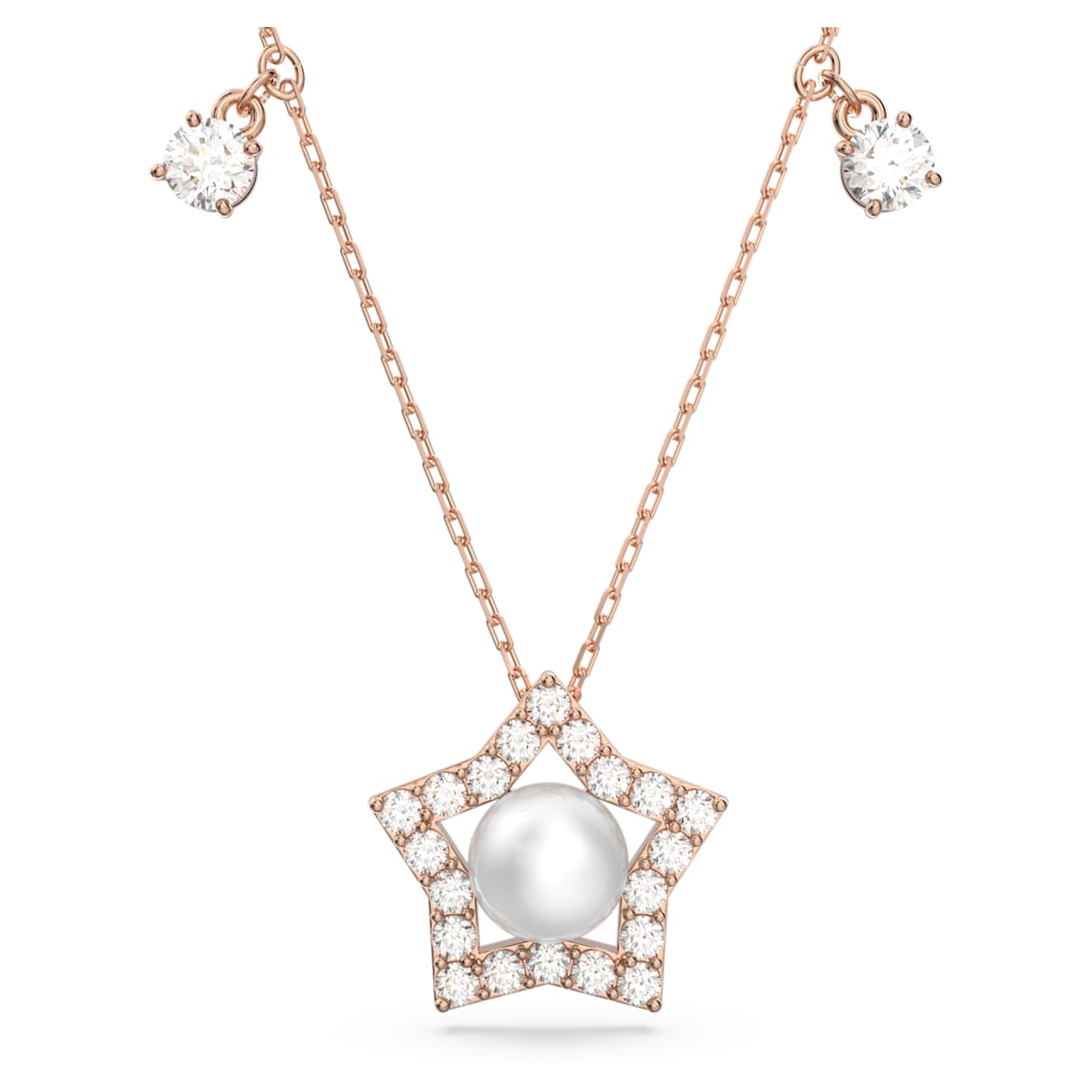 Stella necklace, Mixed cuts, Star, White, Rose gold-tone plated