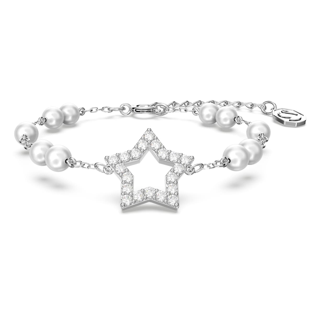 

Stella bracelet, Pavé, Star, White, Rhodium plated