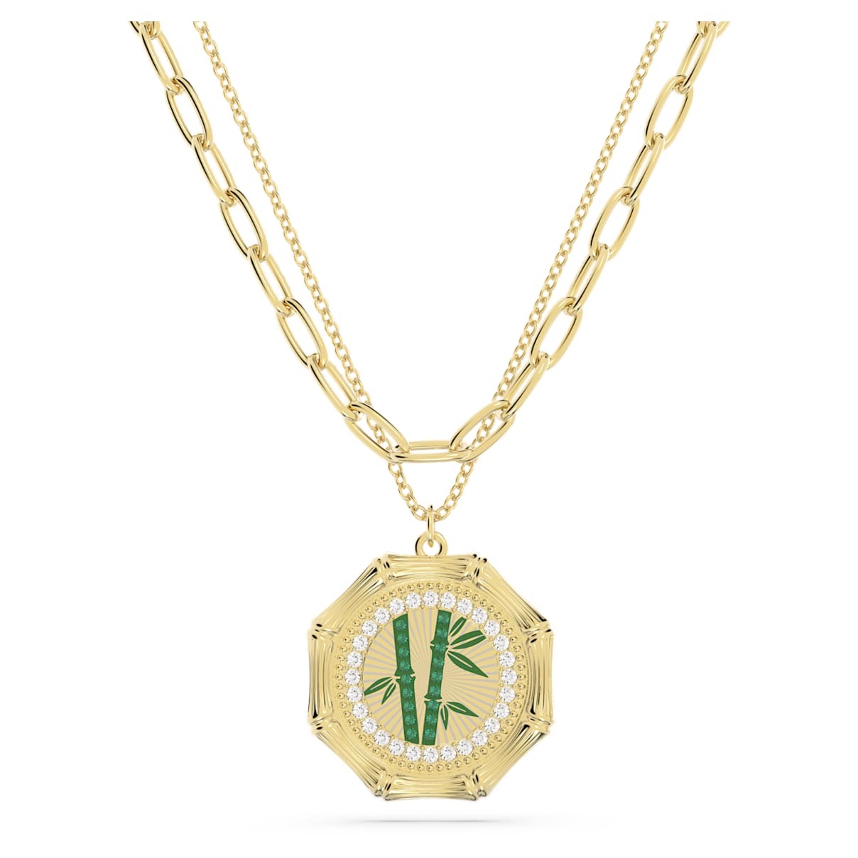 

Dellium necklace, Bamboo, Green, Gold-tone plated
