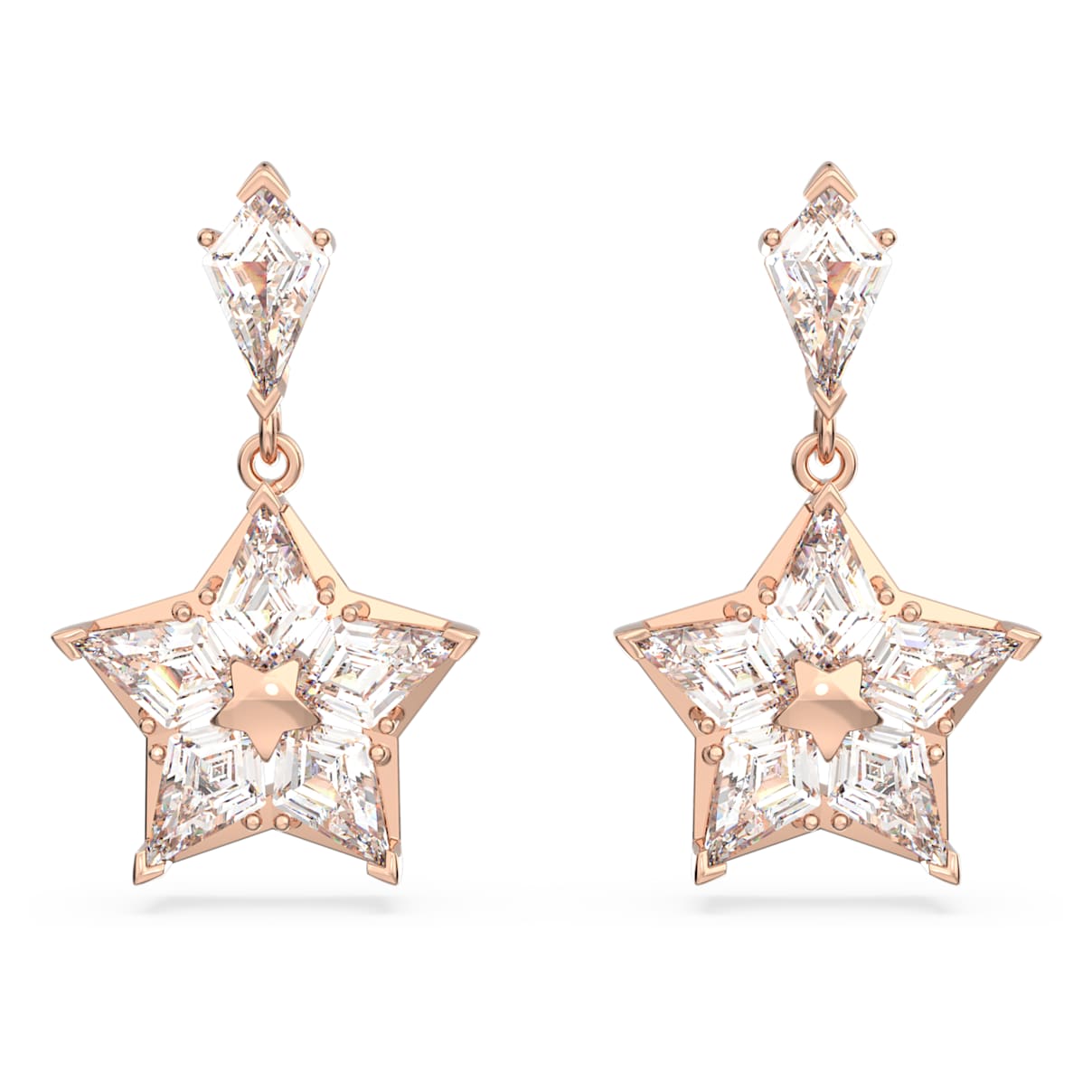 

Stella drop earrings, Kite cut, Star, White, Rose gold-tone plated
