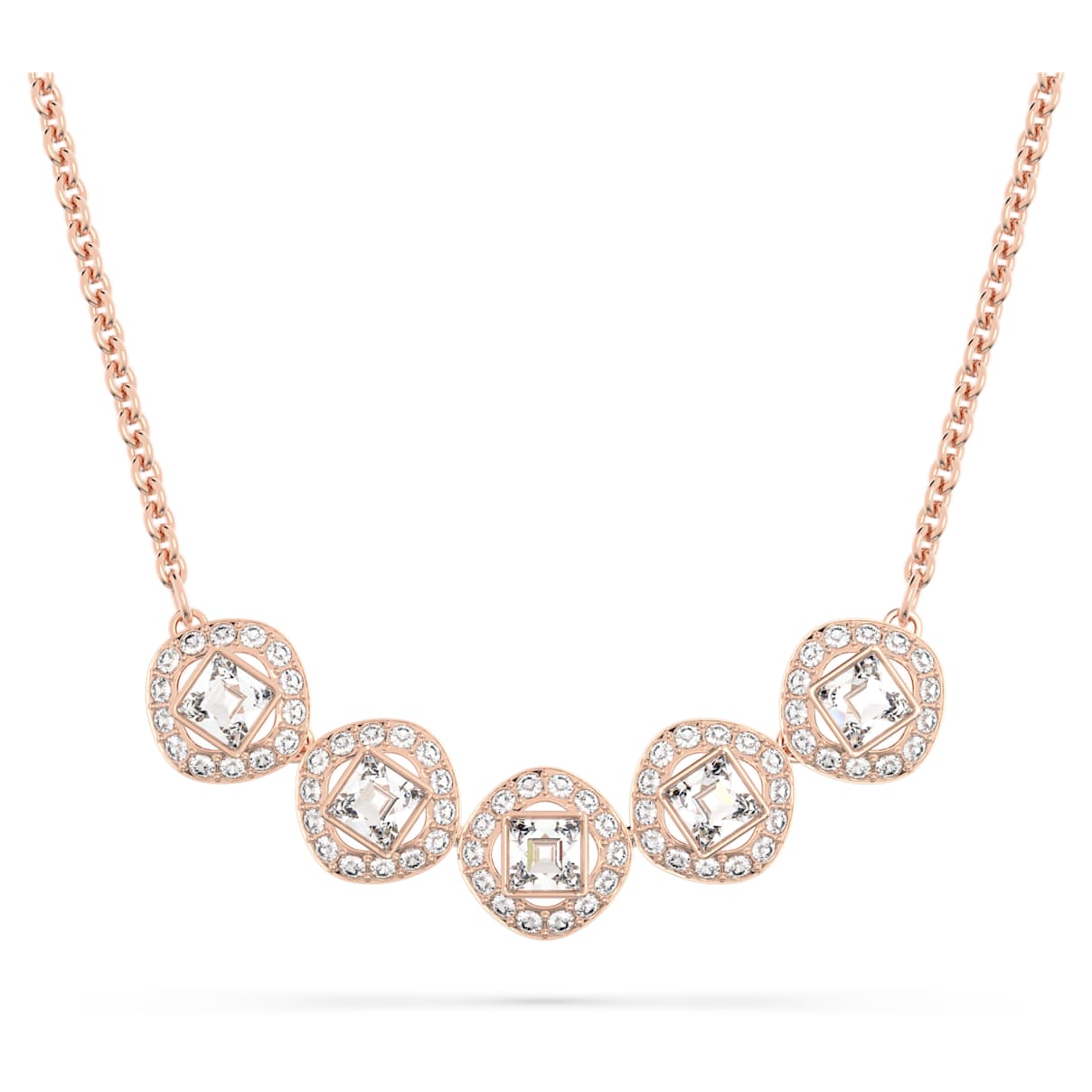 

Una Angelic necklace, Square cut, White, Rose gold-tone plated