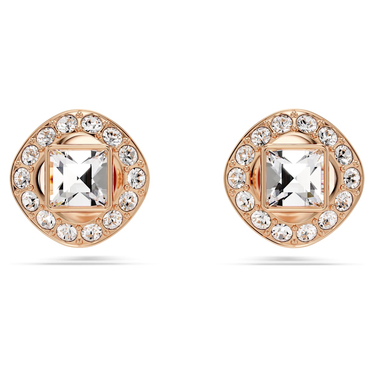 

Una Angelic stud earrings, Square cut, White, Rose gold-tone plated