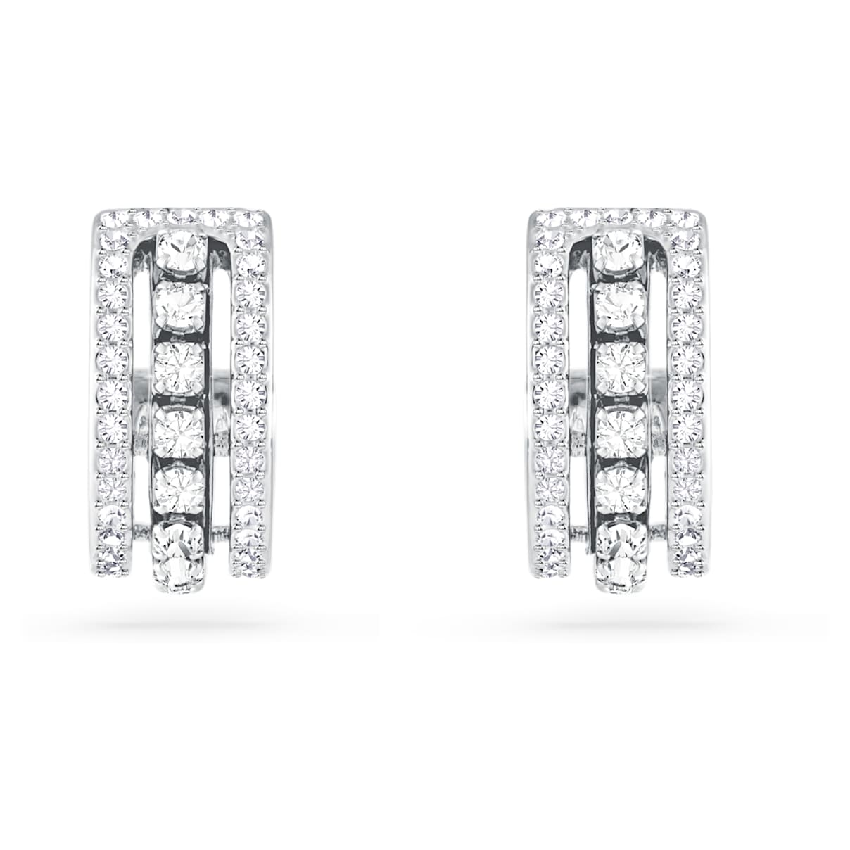 Swarovski Further hoop earrings, White, Rhodium plated