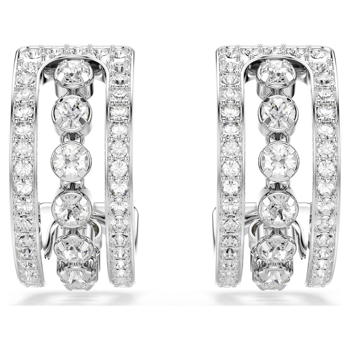

Hyperbola hoop earrings, White, Rhodium plated
