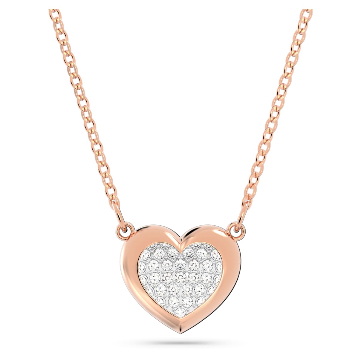 Hall pendant, Heart, White, Rose gold-tone plated