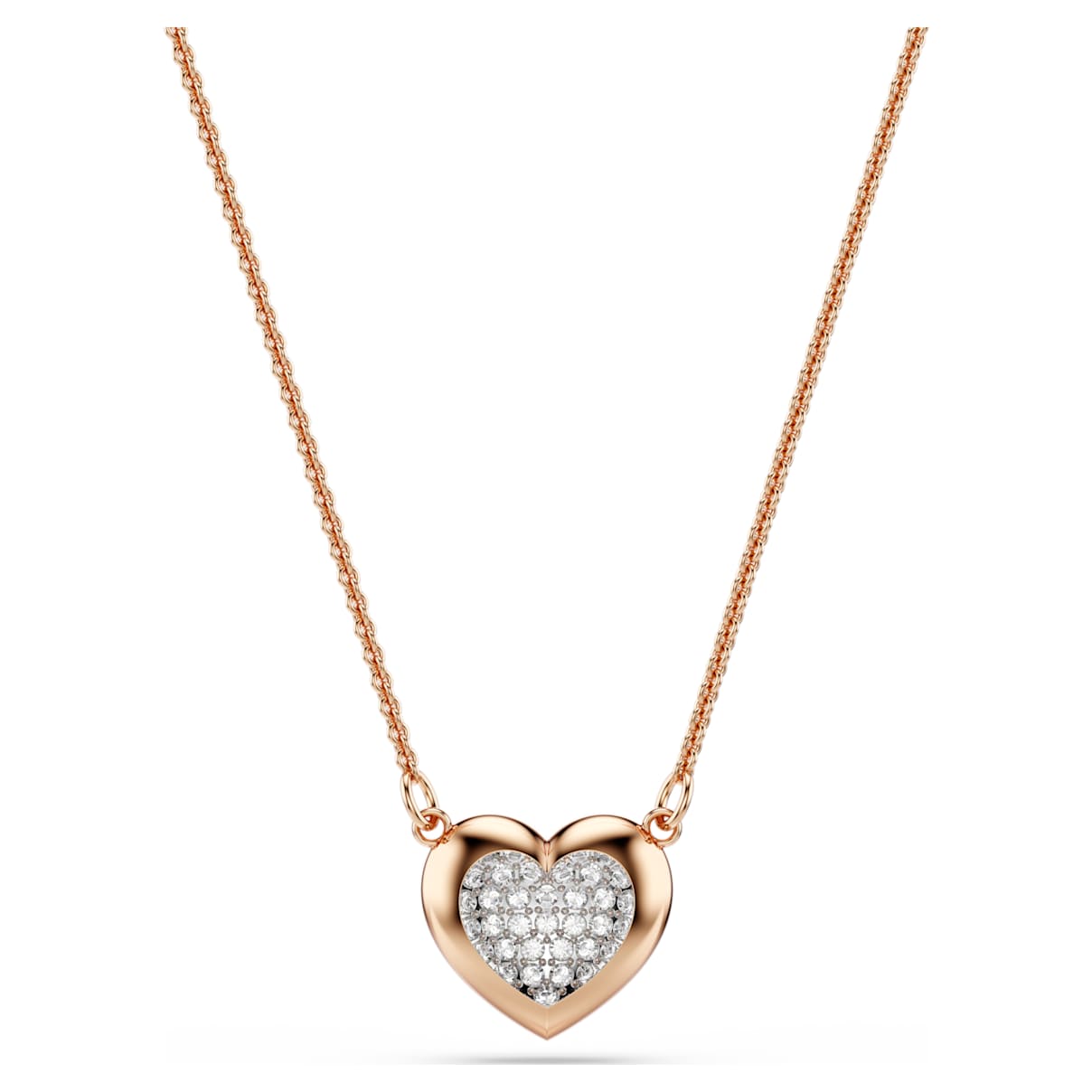 

Hall pendant, Heart, White, Rose gold-tone plated