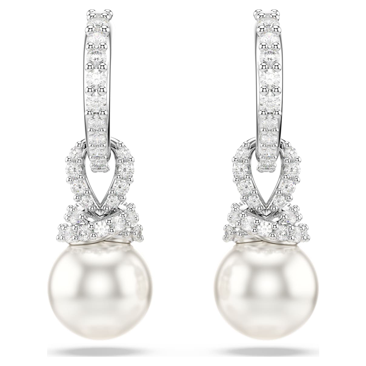 

Originally drop earrings, White, Rhodium plated