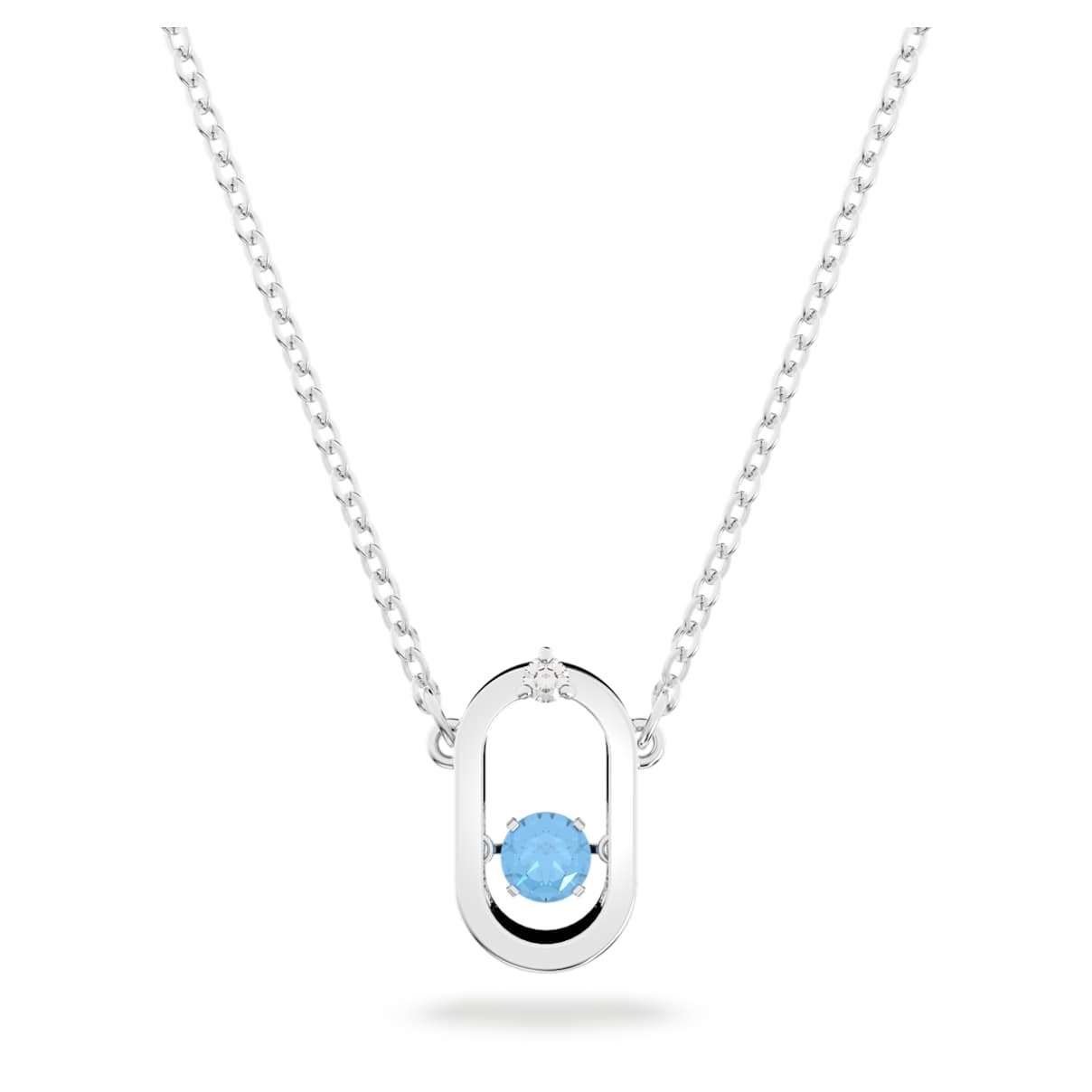 

Una necklace, Round cut, Oval shape, Blue, Rhodium plated