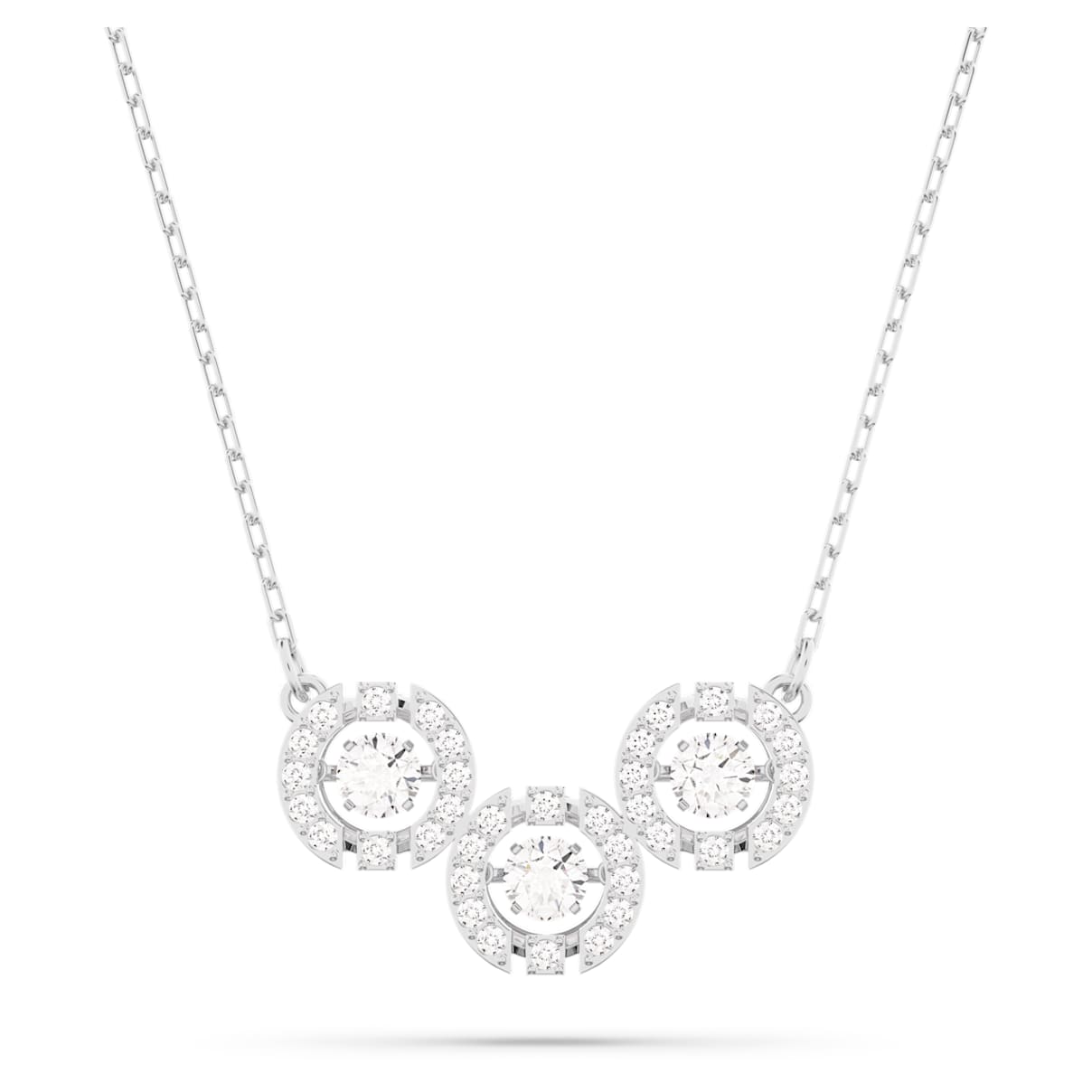 Una necklace, Round cut, White, Rhodium plated