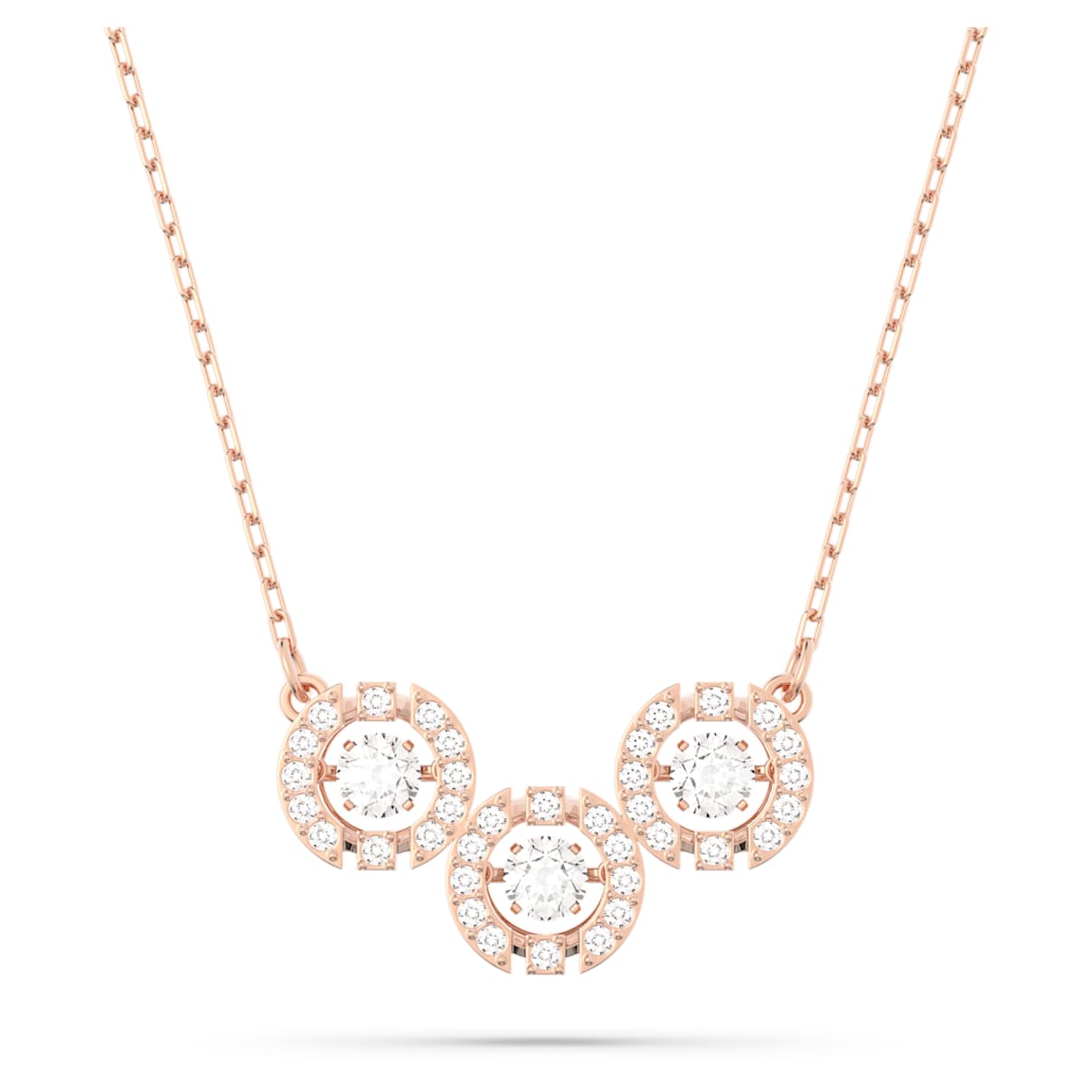 

Una necklace, Round cut, White, Rose gold-tone plated