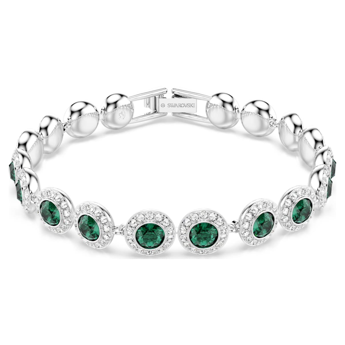 

Angelic bracelet, Round cut, Pavé, Medium, Green, Rhodium plated